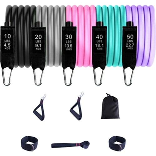 11Pcs Workout Exercise Resistance Bands Pilates Home Gym Yoga for Men Women