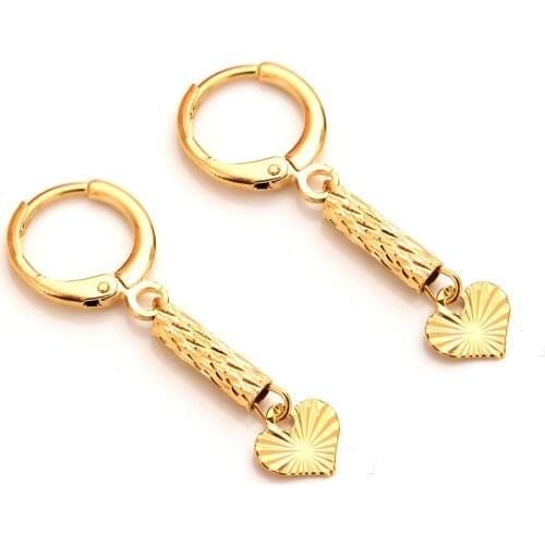 2 pairs Gold Heart beads Earrings Women/Girl,Love Trendy rhinestone Jewelry for African/Arab/Middle Easterncrystal best gift