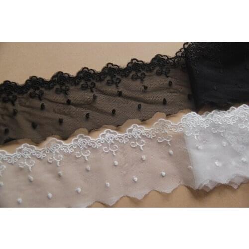 5 Yard/lot White black Embroidery lace fabric lace trim 7cm wide DIY handmade Wedding dress clothes Sewing accessories