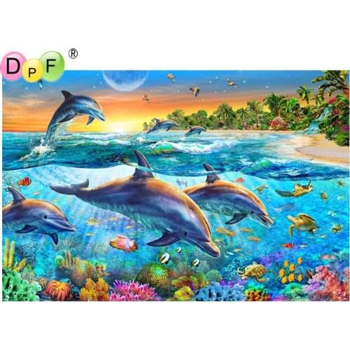 Diamond painting cross stitch Ocean Dolphin 3d Diy Diamond Embroidery Gift Pasted kits Square mosaic Drill home decor crafts