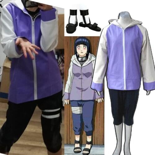 Anime Shippuden Hinata Hyuga 2 Generation Full Set Combo Cosplay Costumes Cartoons Sportswear Sweatshirts and Pants Halloween