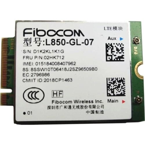 Fibocom L850-GL 4G Wireless M.2 WWAN Card For Lenovo Thinkpad X1 carbon 7th T490 X390 T490S P53s P43s P72 P72S FRU 02HK712