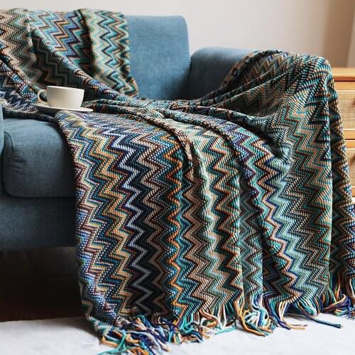 Bohemian Sofa Blanket for Bed Stirpe Throw Blankets Travel Office Nap Warm Towel Blanket