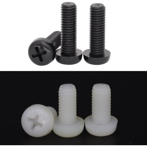 M5 M5*8 M5x8 M5*10 M5x10 M5*12 M5x12 White Black Nylon Plastic Bolt Insulate Phillips Cross Recessed Flat Round Pan Head Screw