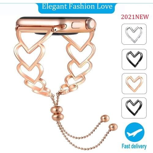 Heart Wristband for Bracelet Apple Watch 44mm Stainless Steel Strap Iwatch Series SE 6 5 4 3 38/40/42MM Belt Band Accessories
