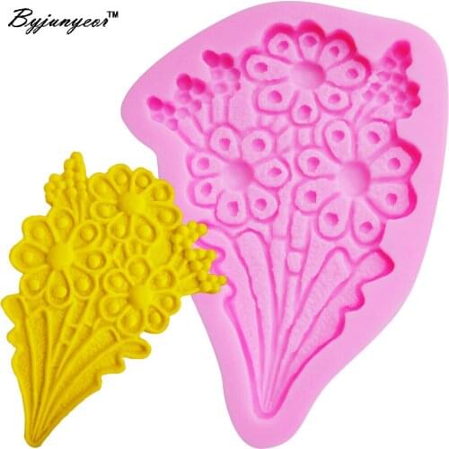 Byjunyeor F1175 Flower Bouquet Fondant Silicone Mold Chocolate Epoxy UV Resin Kitchen Accessories Cake Decorating Tools