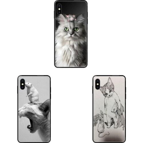 Cute Mouse Cat Cusised Black Soft TPU Cell Phone Cover Case For Huawei Honor 6A 7A 7X 8C 8X 9 9A 9I 9X 10 10I 20 20I 20S Lite