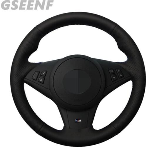 Car Steering Wheel Cover For BMW E64 E63 E60 Cabrio M6 2005-2010 Black Hand-stitched Comfortable Artificial Leather