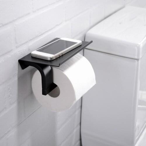 Toilet Paper Holder Stainless Steel Wall Mount Phone Platform Tissue Roll Hanger