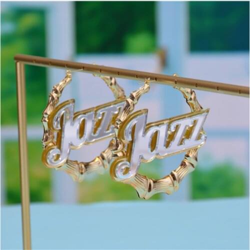 DUOYING Fashion Name Earring Bamboo Hoop Earrings Sexy Custom Earring Personalized Gold Round Earring Statement for Women Gifts