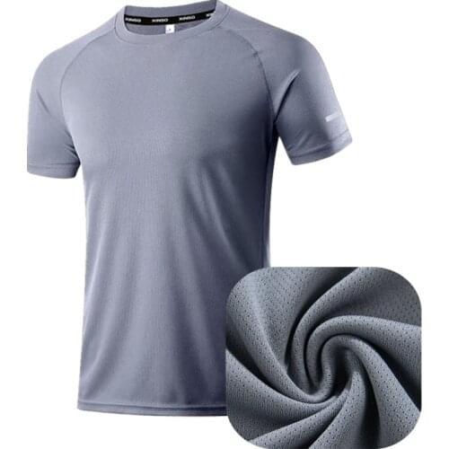 Summer New Mens Dry-Fit Moisture Wicking Active Athletic Performance Crew T-Shirt Silk Mesh Short Sleeved Quick Drying O Neck