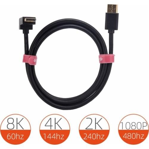 DisplayPort to DisplayPort Cable 1.4V, 90° 270° DP to DP Male to Male Cable Supports 8k@60Hz /4K@144Hz /2K@240Hz /1080P@480Hz