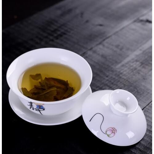 Beautiful 100ml Ceramic Gaiwan,Porcelain Kungfu Tea Cup Ceremony Tureen teaset for pu'er/puerh/oolong/white/green/jasmine tea