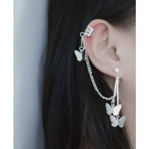 Pendientes 2020 kpop butterfly aros tassel chain fun long gothic minimalist harajuku accessories errings women fashion jewelry