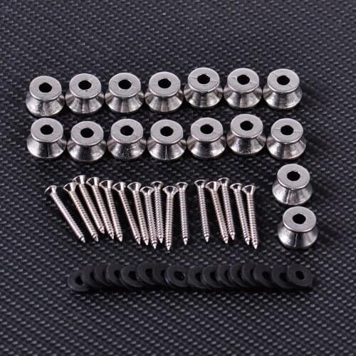 LETAOSK 16pcs Guitar Bass Strap locks End Pin Pack Electric Acoustic Buttons Cushion Screws Chrome Plated