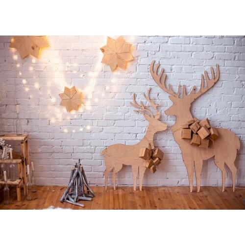 Elk Gifts Light Glitter Decor Christmas Backdrops for Photography Vinyl Background for Children Baby Photo Shooting Photobooth