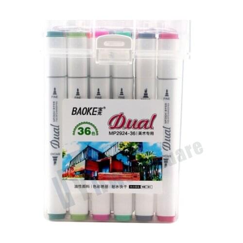 BAOKE MP2924-36 Double Head Oil Marker Manga Markers Sketching Markers Pen 36 Colors/Box 7MM/1MM