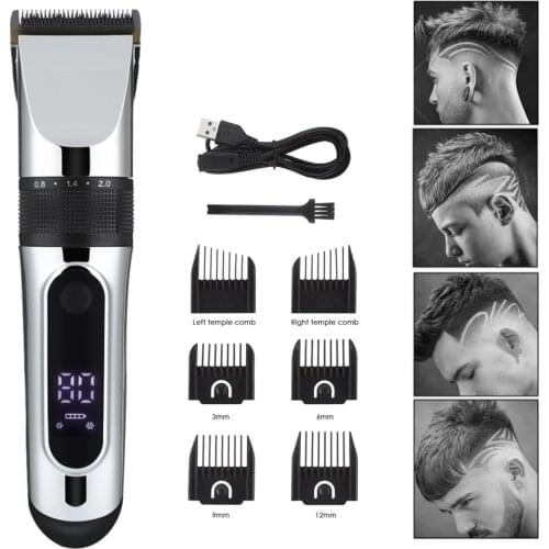 Electric Hair Clippers Cordless Beard Trimmer Hair Cutter Barber Machine Rechargeable LCD Display Haircut Grooming Kit for Men