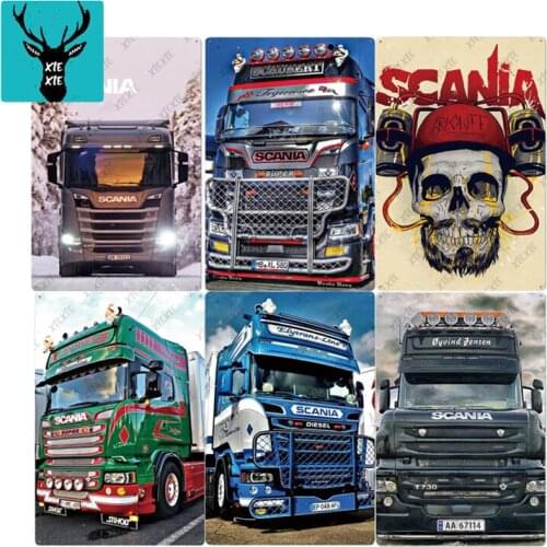 Scania Cargo Truck Metal Sign Plaque Metal Vintage Tin Sign Metal Poster Wall Decor For Garage Bar Pub Man Cave Decorative Plate