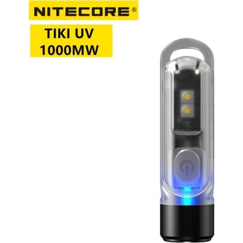NITECORE TIKI UV Mini Keychain Light EDC 1000mw Rechargeable With 2x Auxiliary High CRI White LEDs Built-in Battery UV Light