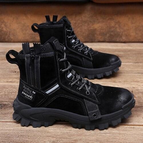 British Warm Boots Men Winter New Personality Fashion Casual Boots High-top Tooling Shoes Tide Boots 2021 Military Boots Chelsea