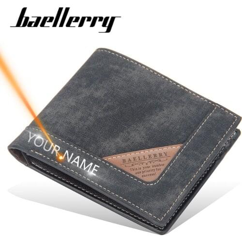 2021 New Men Wallets Name Customized Zipper Card Holder High Quality Male Purse PU Leather Coin Holder Men Wallets Carteria