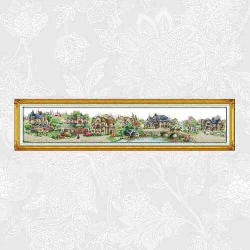 European town Patterns Counted Cross Stitch kits Sale DMC Thread Printed Embroidery Sets DIY Handmade Home Decoration Crafts