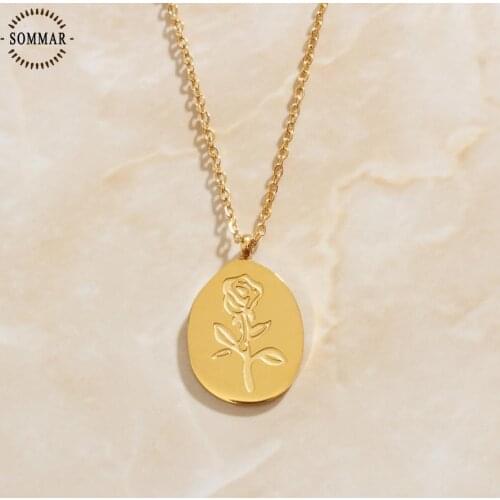 SOMMAR High Quality Gold color Perfume women necklaces pendants Hacienda rose big necklace fine fashion jewelry