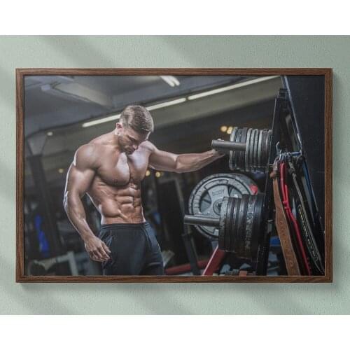 Fitness Bodybuilding Man Strong Muscles Exhibition Healthy Body 10 Wall Sticker Silk Fabric Poster Art Indoor Decor Bright