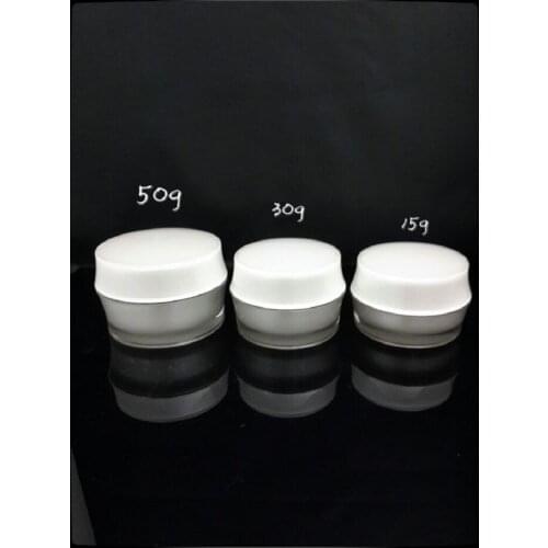 30G pearl white BARREL shape cream bottle with silver line ,cosmetic container,,cream jar,Cosmetic Jar,Cosmetic Packaging