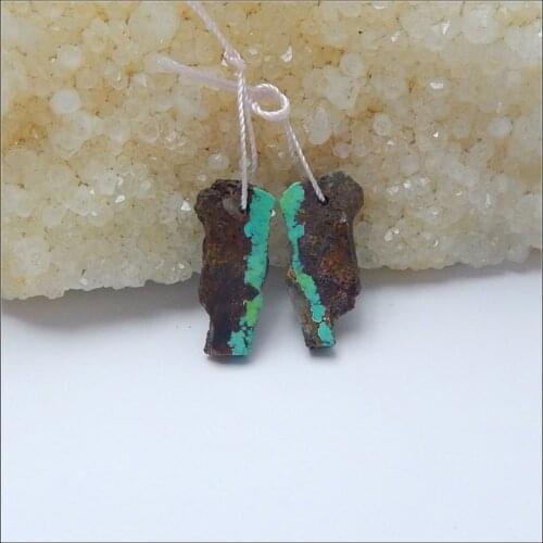 Sales 1Pairs Nugget Turquoise Gemstone Fashion Earring Bead 21x10x3mm 2.3g