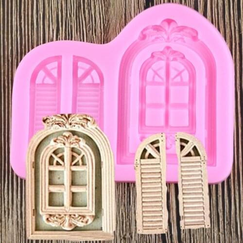 Fondant Cake Silicone Mold Door Window Border Photo Frame Reverse Forming Chocolate Kitchen Decoration Tools