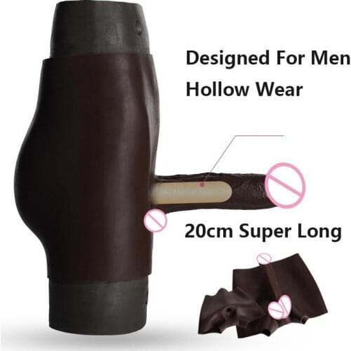 20cm Super Long Soft Realistic Strap-on Dildo Hollow Silicone Penis Wear Pants Sex Toys for Men Gay Belt Adult Realistic Dildo