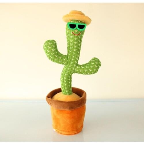 Dancing Cactus Electronic Cactus Toy, Electronic Vibration Dancing Cactus, Singing And Swinging Straw Hat Potted Plant
