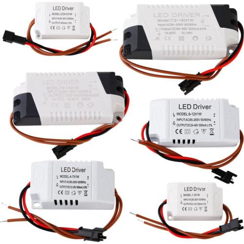 LED Driver Adapter Transformer 1-3W 4-5W 4-7W 8-12W 18-24W 300mA Power Supply Light Transformers for LED Downlight AC 85-265V