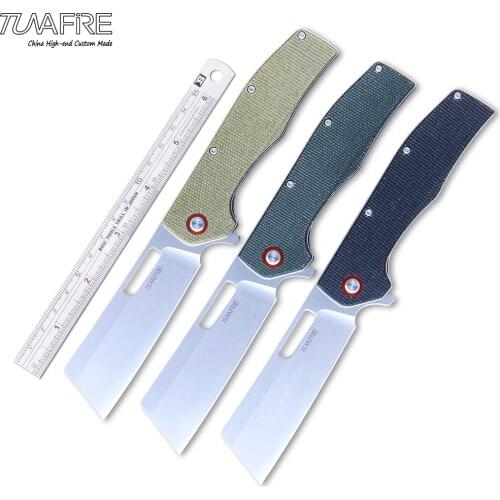 Tunafire Outdoor Pocket Knife Ball Bearing Camping Survival Knives High-end Micarta Handle Stainless Steel Tactical EDC Tools