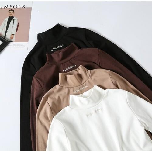 Add Wool Upset Render Unlined Upper Garment Women 2019 Autumn Korea New Long T-Shirt Polyester T Shirt Womens Clothes