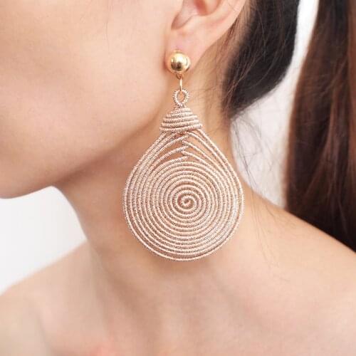 MANILAI Bohemian Alloy Spiral Round Statement Earrings Womens New Vintage Metal Drop Dangle Earrings Fashion Jewelry Wholesale