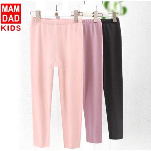 Baby Girls Winter Warm Pants Solid Color Elastic Waist Cotton Kids Home Trousers Plus Velvet Thicken Soft Sleep Pants For Girl