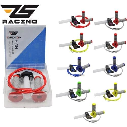 ZS Racing 1/4 Twist Throttle Handle Grips + Throttle Cable + Handle Grips Pit Pro Dirt Bike Motorcycle XR50 CRF50 CRF230 KLX