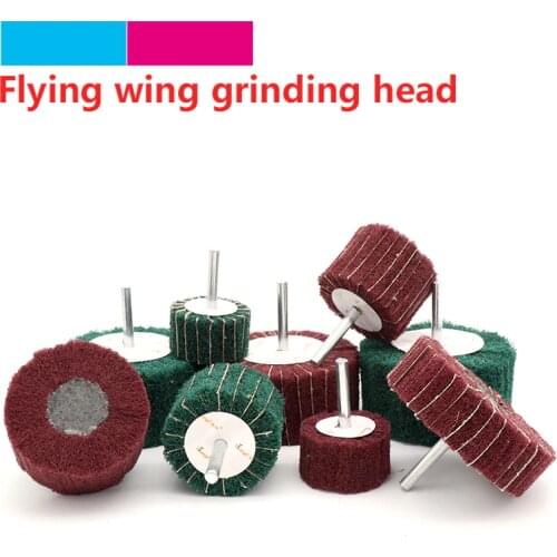 1pcs 6mm Shank Polishing Grinding Head Scouring Pad Interleaf Sanding Wheel Fiber 25mm-100mm for Metal Dremel Accessories Tools