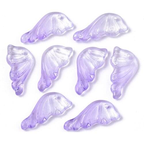 100pcs Transparent Spray Painted Glass Butterfly Wings Pendants with Glitter Powder For jewelry making DIY Accessories