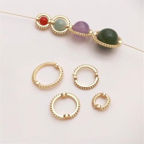 14K Gold Filled Double hole lace ring set bead ring handmade diy string crystal pearl bag bead ring accessories