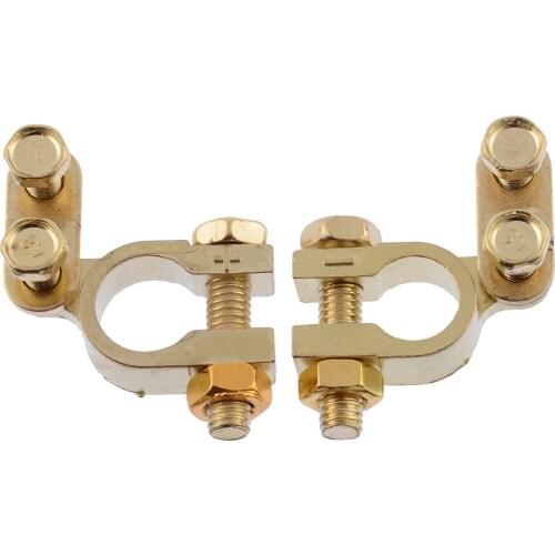 2pcs Small Size 5mm Positive 34mm Negative Car Battery Terminal Gold Plated Universal Auto Metal Battery Terminals