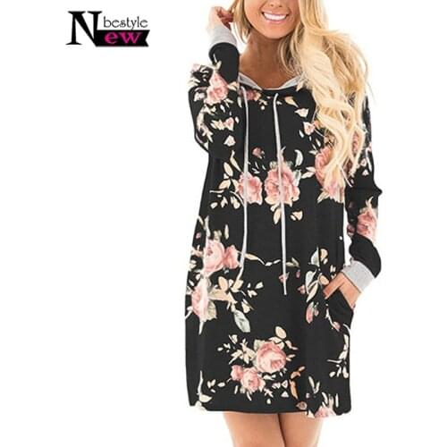 2019 Fashion Long Hoodies Sweatshirt Women Casual Floral Print Hooded Hoody Loose Oversized Hoodie Pullover Hoodies Women Jacket
