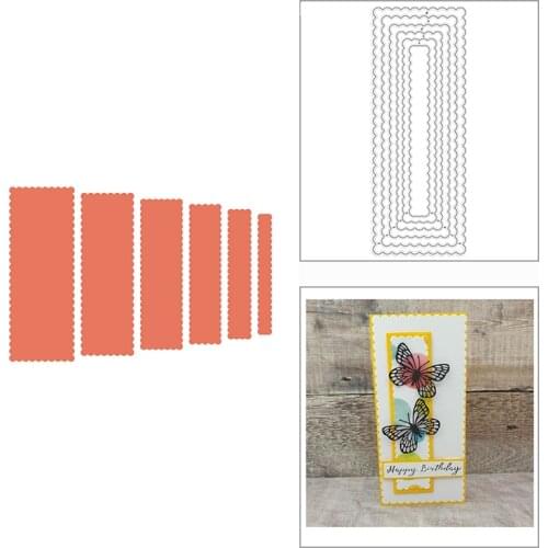 2021 New Scalloped Edge Slimline Border Metal Cutting Dies for Scrapbooking Decor and Card Making Paper Craft Embossing No Stamp