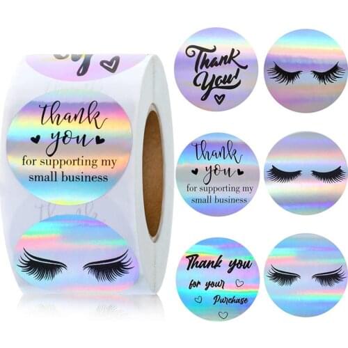 25mm Round Rainbow Laser Thank You for Buying Commercial Decoration Sticker Baking Wedding Party Birthday Gift Scrapbook Sticker