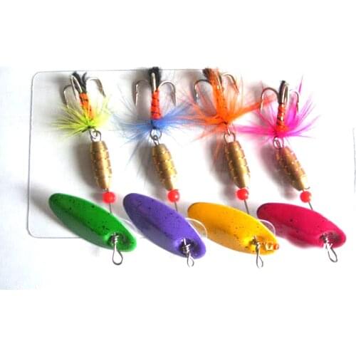 Fishing Spoon Lure Treble Fly Hook Bass Baits 5g 4PCS/Piece, 5Piece/Lot