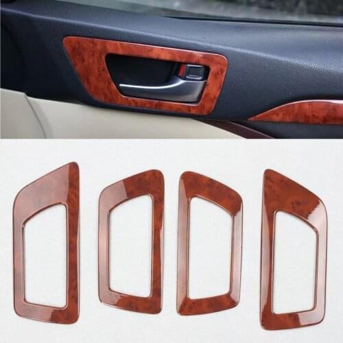 For Toyota Highlander 2015-2018 4PCS Wood ABS Car Door Handle Bowl Protector Cover Trim Moldings Car Styling Accessories