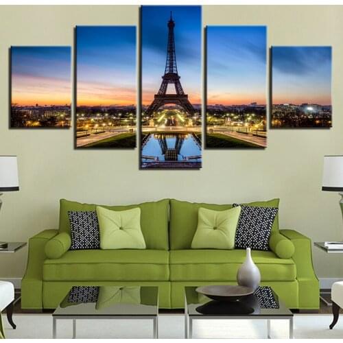 5 Panel Diamond Painting Paris Tower Full Square Round Drill DIY Diamond Embroidery night scenery Mosaic Needlework decor AA2113